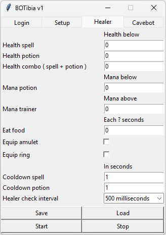 BOTibia automatic healing feature